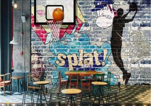 Graffiti Murals for Bedrooms Beibehang 3d Wallpaper Basketball Never Extinguish Graffiti Wall