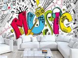 Graffiti Murals for Bedrooms Custom 3d Abstract Rock Musical Graffiti Mural Cafe Restaurant