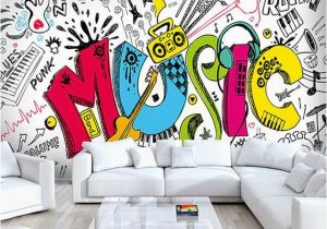 Graffiti Murals for Bedrooms Custom 3d Abstract Rock Musical Graffiti Mural Cafe Restaurant