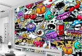 Graffiti Murals for Bedrooms Custom Mural Wallpaper 3d Cartoon Graffiti Simple Modern Children S