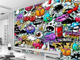 Graffiti Murals for Bedrooms Custom Mural Wallpaper 3d Cartoon Graffiti Simple Modern Children S