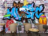 Graffiti Wall Mural Decals Custom 3d Wall Mural Wallpaper Hand Painted Brick Wall Creative