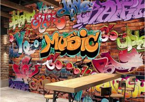 Graffiti Wall Mural Decals Custom Wall Mural 3d Embossed Brick Wallpaper Graffiti Art Cafe Bar