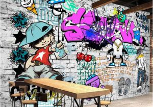 Graffiti Wall Mural Sticker Us $8 85 Off Beibehang Wallpaper Custom Mural Wallpaper Fashion Street Art Graffiti Hip Hop Brick Wall Decoration Decorative Wallpaper In