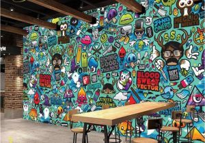 Graffiti Wall Mural Wallpaper Us $8 85 Off Beibehang Custom Wallpaper Europe and the United States Cartoon Abstract Graffiti theme Restaurant Mural Wall Background In