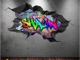 Graffiti Wall Murals Uk Personalised Name Full Colour Graffiti Wall Decals Cracked 3d Wall