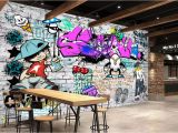 Graffiti Wall Murals Wallpaper Beibehang Custom Wallpaper Fashion Trend Street Art Graffiti Brick Cafe Bar Restaurant Painting Background Wall 3d Wallpaper