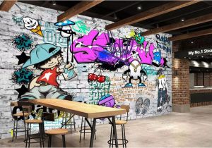 Graffiti Wall Murals Wallpaper Beibehang Custom Wallpaper Fashion Trend Street Art Graffiti Brick Cafe Bar Restaurant Painting Background Wall 3d Wallpaper