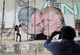 Great Wall Of China Mural Mural Of Trump Kissing Netanyahu In Bethlehem Vandalized Photos