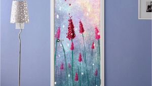 Grey Petals Wall Mural 3d Bright Red Flower Painting Door Mural