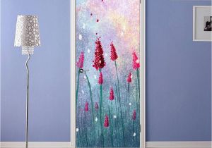 Grey Petals Wall Mural 3d Bright Red Flower Painting Door Mural