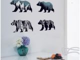 Grizzly Bear Wall Murals 4 Bears Pine Tree Wall Decals Pvc the nordic Four Seasons Wall Stickers for Living Room Bedroom Decoration Woodland Montain Wall Decals Wall Removable