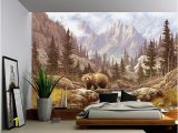 Grizzly Bear Wall Murals Grizzly Bear Mountain Stream Wall Mural Self