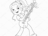 Guitar Player Coloring Page Coloring Page Outline Cartoon Girl Playing the Guitar — Grafika