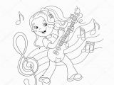 Guitar Player Coloring Page Coloring Page Outline Girl Playing the Guitar — Grafika Wektorowa