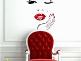 Hair Salon Wall Murals Wall Decals Face with Hand Wall Vinyl Decal Manicure Nail Lips