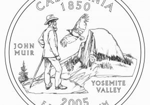 Half Dollar Coloring Page John Muir Yosemite California State Quarter Coin John Muir Exhibit