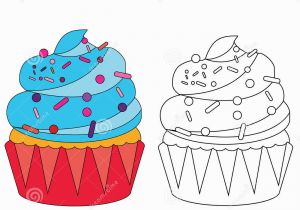 Halloween Cupcake Coloring Pages Coloring Page with Cupcake Stock Vector Illustration Of