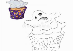Halloween Cupcake Coloring Pages Cupcake Coloring Page Stock Illustration Illustration Of