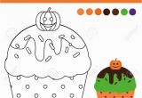 Halloween Cupcake Coloring Pages Stock