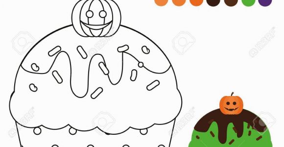 Halloween Cupcake Coloring Pages Stock