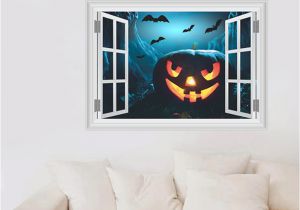 Halloween Wall Murals Decals Pumpkin Lantern Bats Wall Decals Halloween Decorations 3d Fake