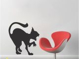 Halloween Wall Murals Decals Scary Cat Decal Sticker Halloween Cat Wall Vinyl Decal Black Cat