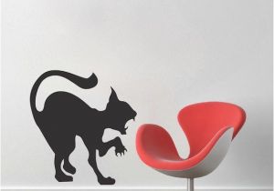 Halloween Wall Murals Decals Scary Cat Decal Sticker Halloween Cat Wall Vinyl Decal Black Cat