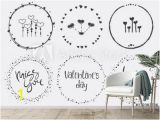 Hand Drawn Wall Murals Wall Murals Hand Drawn Valentine S Set with Wreath Heart