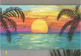 Hand Painted Beach Wall Murals Beach Palm Trees Sunset Custom Sign 36×16 Palm Trees