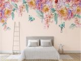 Hand Painted Bedroom Wall Murals Custom 3d Mural Wallpaper Modern Hand Painted Fresh Rose butterfly Living Room Tv Home Background Wall Paper 3d Papel De Parede Free High Res