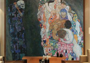 Hand Painted Bedroom Wall Murals Gustav Klimt Oil Painting Life and Death Wall Murals