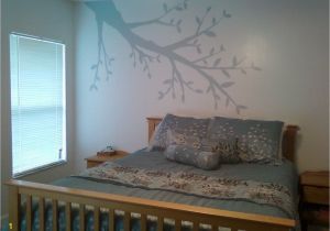 Hand Painted Bedroom Wall Murals Light and Airy Bedroom with Faint Tree Branch Hand Painted