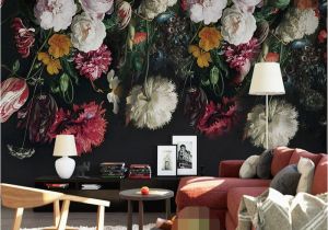 Hand Painted Flower Wall Mural 3d Wall Murals Wallpaper Retro Hand Painted Floral Wall