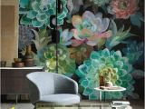 Hand Painted Flower Wall Mural Watercolor Hand Painted Tropical Plants Succulent