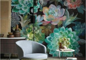 Hand Painted Flower Wall Mural Watercolor Hand Painted Tropical Plants Succulent
