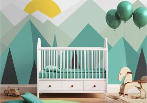 Hand Painted Nursery Wall Murals Hand Painted Mint Green Geometric Nursery Children Wallpaper