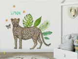 Hand Painted Nursery Wall Murals Wall Sticker with Name Leopard Kids Room Styling Newborn Baby Child Baby Room 70x50cm Handpainted Watercolor