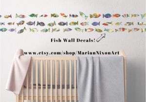 Hand Painted Nursery Wall Murals Watercolor Patterned Fish Stickers Under the Sea Ocean