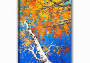 Hand Painted Tree Wall Murals 2019 Hand Painted Oil Painting Canvas Impressionist Birch forest Picture Framed Painting Wall Art Living Room Bedroom Wall Decor From