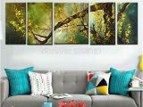 Hand Painted Tree Wall Murals 2019 Handpainted Bination Wall Art Oil Painting Canvas Green Tree Landscape Artwork Decoration Home Sets 5 Panel From