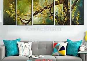 Hand Painted Tree Wall Murals 2019 Handpainted Bination Wall Art Oil Painting Canvas Green Tree Landscape Artwork Decoration Home Sets 5 Panel From