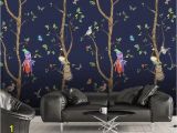 Hand Painted Tree Wall Murals 3d Cartoons Tree Parrot Wallpaper Removable Self Adhesive