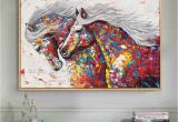 Hand Painted Wall Murals Artist Artist Hand Painted High Quality Modern Abstract Horse Oil Painting On Canvas Colorful Running Horse Oil Painting for Wall Decor