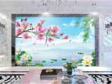 Hand Painted Wall Murals Pricing 3d Wallpaper Custom Non Woven Mural Flower and Bird Rhyme