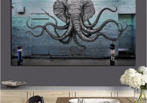 Hanging Canvas Murals Mural Of A Hybrid Elephant Octopus Creature Painting Print On Canvas
