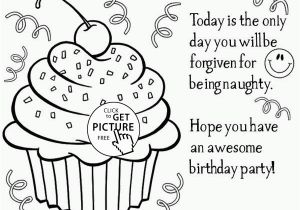 Happy Birthday Coloring Pages Free to Print Happy Birthday Cupcake Coloring Page for Kids Holiday
