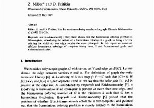 Harmonious Coloring Number Of A Graph Pdf the Harmonious Coloring Number Of A Graph