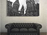 Harry Potter Castle Wall Mural Hogwarts Canvas Print Black and White Fine Art Graphy