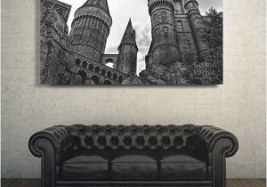 Harry Potter Castle Wall Mural Hogwarts Canvas Print Black and White Fine Art Graphy